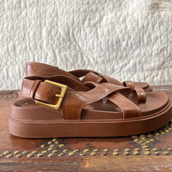 Zara Brown Leather Sandals - Picture 5 of 7